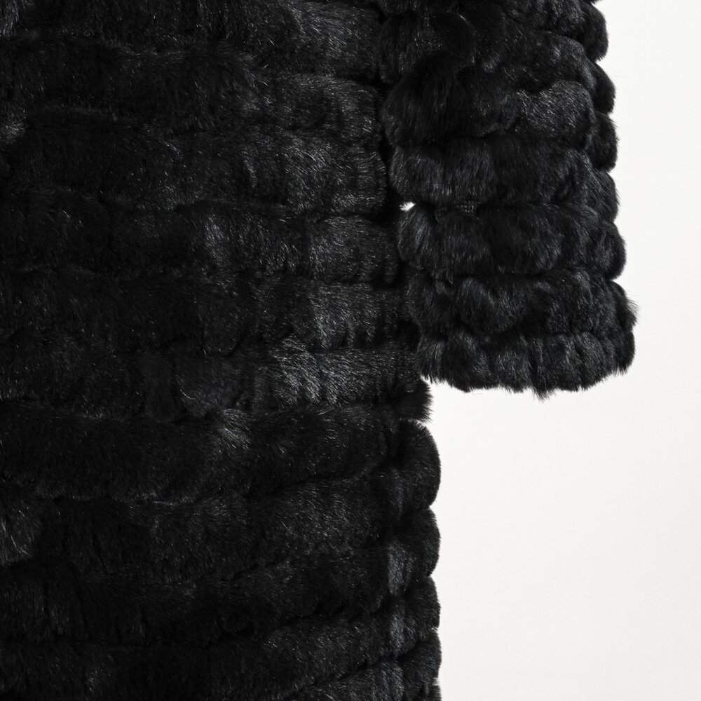 Adrienne Landau Black Rabbit-Fur Jacket - Picture 6 of 8
